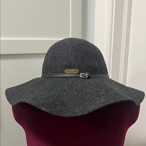 HATCH Women’s 100% Wool Floppy Hat Gray Felt Grosgrain Med Brim Adjustable